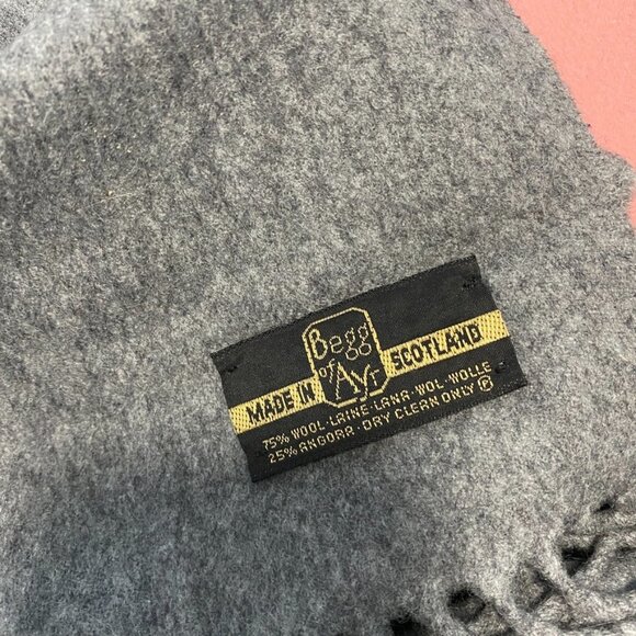 Begg of Ayr Gray Wool Fringe Scarf - Picture 2 of 4